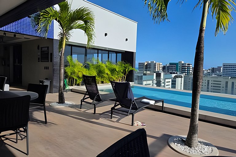Belissímo Studio com Piscina a 150m da Praia