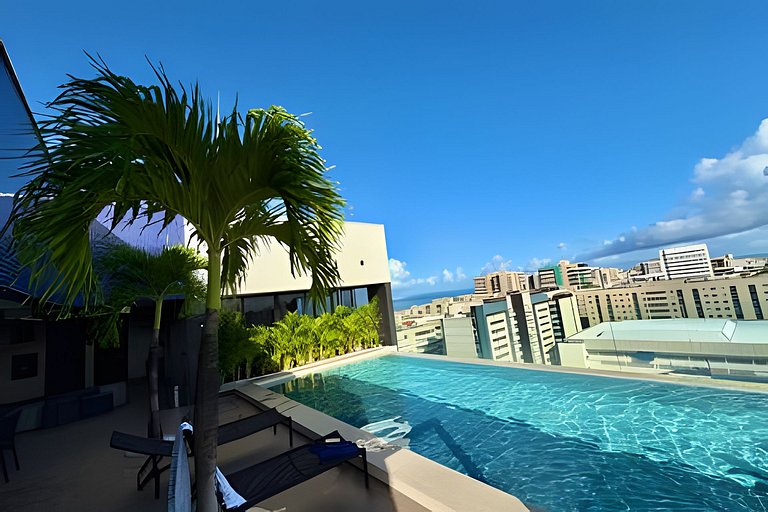 Lindo Studio com Piscina a poucos passos da Praia