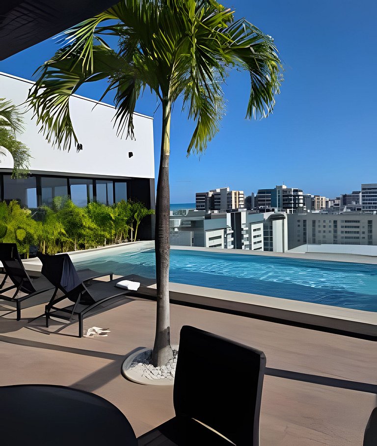 Belissímo Studio com Piscina a 150m da Praia