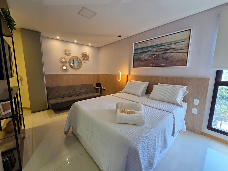 Lindo Studio com Piscina a poucos passos da Praia